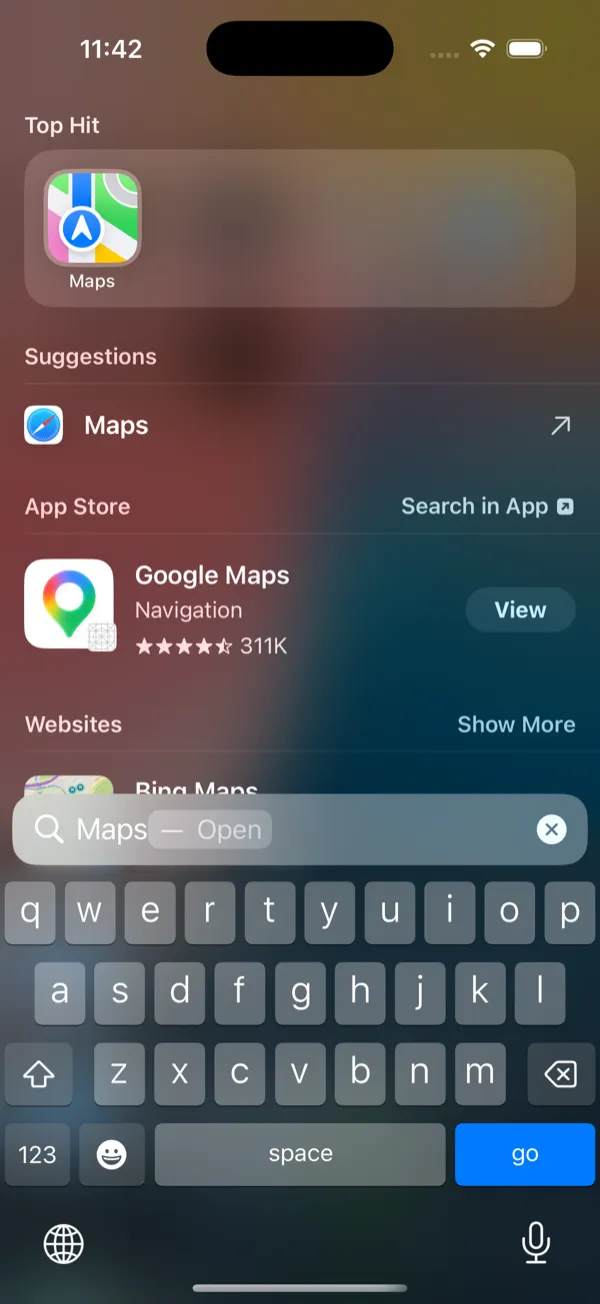 Types into Spotlight